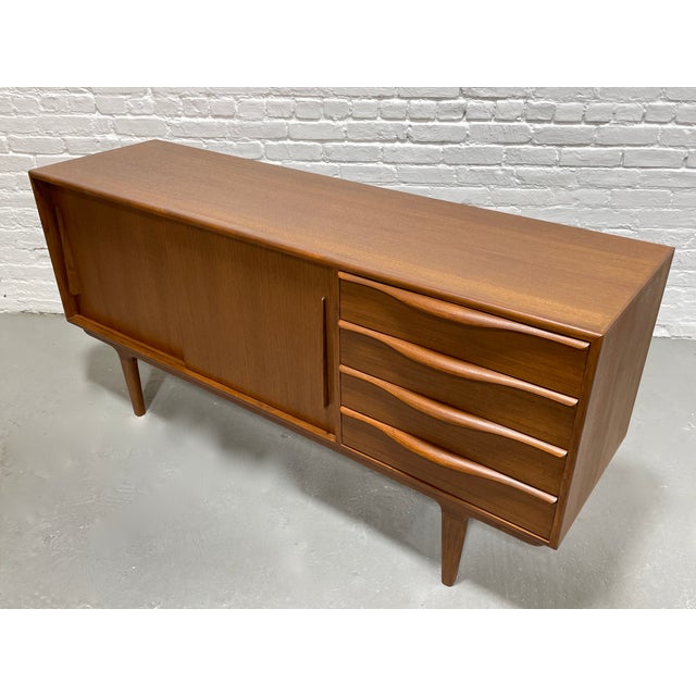 Sculptural Mid Century Modern Styled Credenza | Teak Media Stand | Handmade Sideboard For Sale - Image 9 of 13