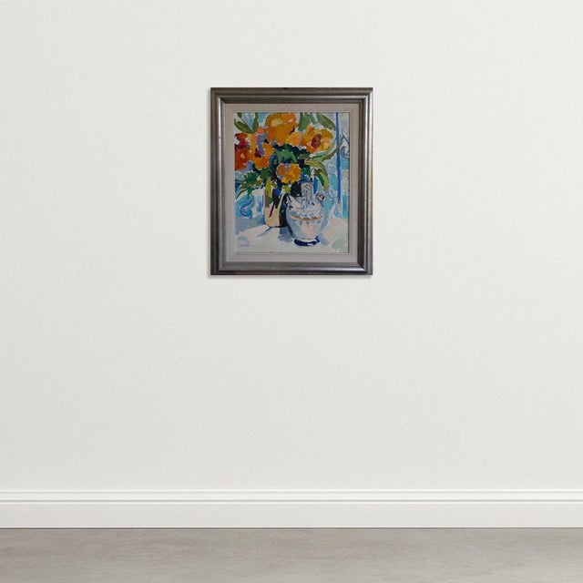 Still Life with Orange Blossoms, 1960s, Oil on Canvas, in Very Good conditions. Designed 1960 to 1969