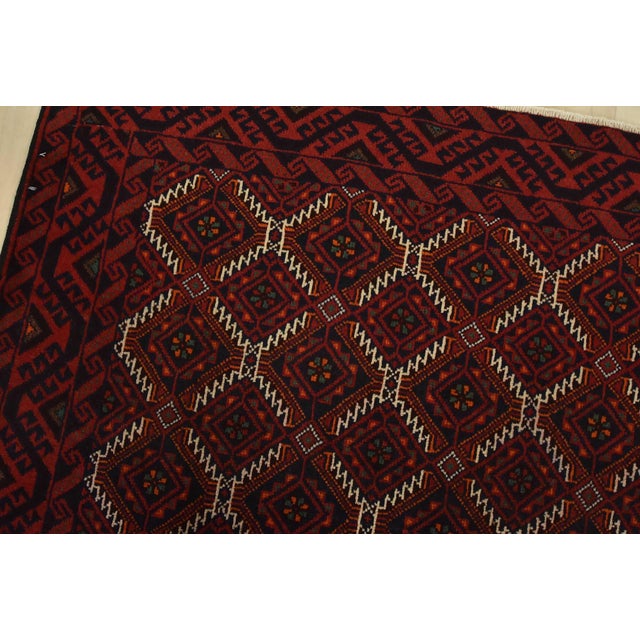 Baloch Rug 3’6” X 6’2” Blue Wool Vintage Tribal Hand-Knotted Oriental Carpet For Sale In Philadelphia - Image 6 of 13