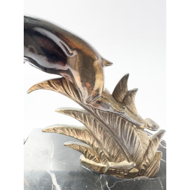 Black Pair of French Art Deco Leaping Antelope Bookends, Signed Tedd, C. 1930 For Sale - Image 8 of 18