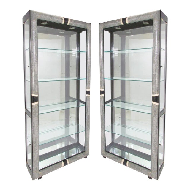 Art Deco Display Cabinets in Tessellated Stone - A Pair For Sale