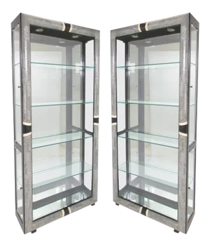 Art Deco Display Cabinets in Tessellated Stone - A Pair