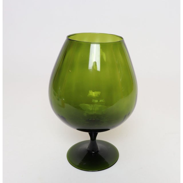 Mid-Century Modern Italian Modernist Empoli Blown Green Glass Optic Balloon Vase For Sale - Image 3 of 10