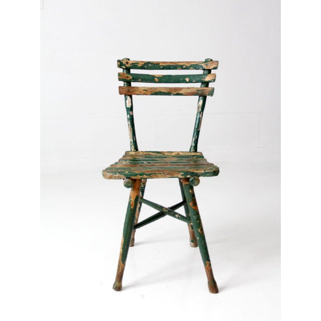 Antique Green Painted Rustic Adirondack Chair For Sale - Image 17 of 17