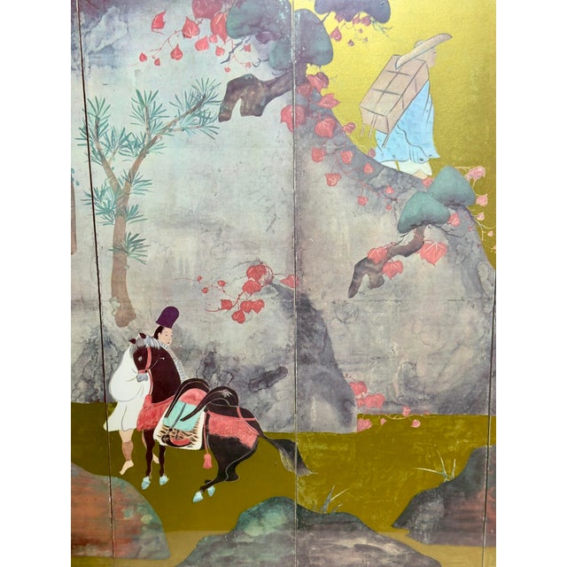 Japanese Mid 20th C. Monumental Japanese Six-Panel Landscape Print - Gilt Framed - James Mont Style For Sale - Image 3 of 12