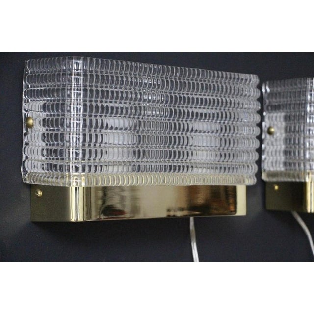 Rectangular Wall Lights Sconces in Textured Murano Glass, 1980s, Set of 2 For Sale - Image 4 of 15
