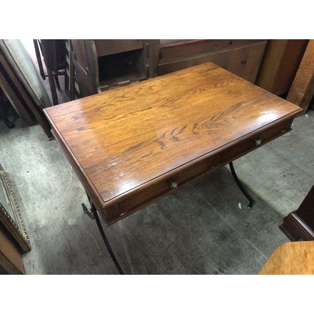 Directoire Style Oak & Iron Writing Desk For Sale - Image 9 of 10