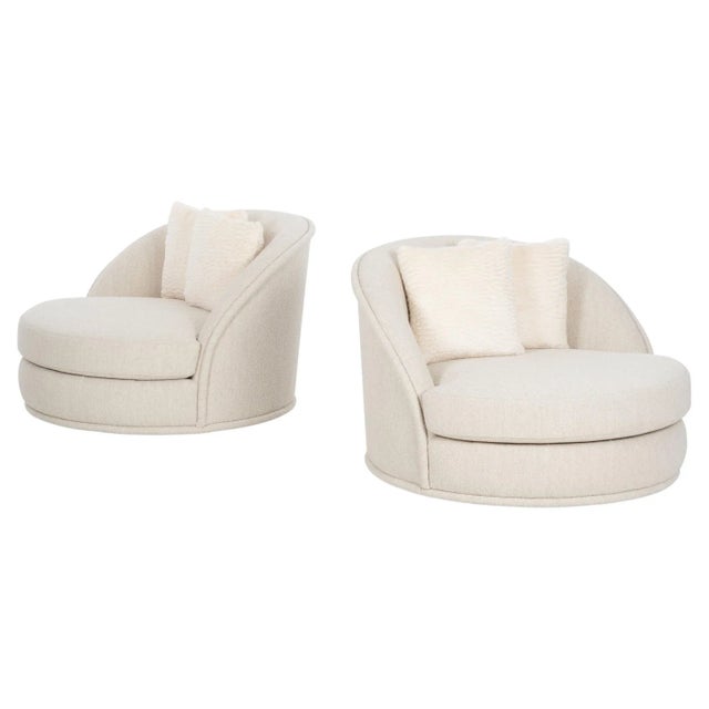 Milo Baughman Style Oversized Swivel Lounge Chairs by Directional - A Pair For Sale - Image 12 of 12