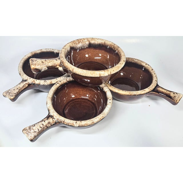 Vintage Hull Ceramic Drip Handled Bowls - Set of Four For Sale - Image 12 of 18