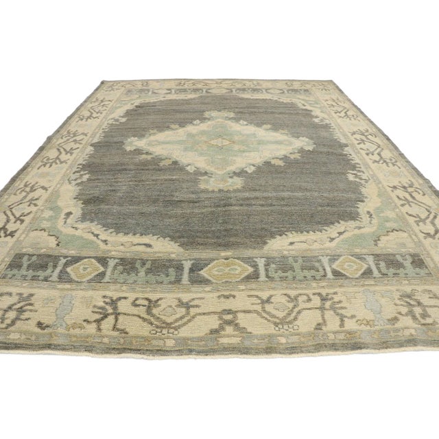Contemporary Earth-Tone Turkish Oushak Rug - 09'03 X 11'00 For Sale - Image 3 of 9