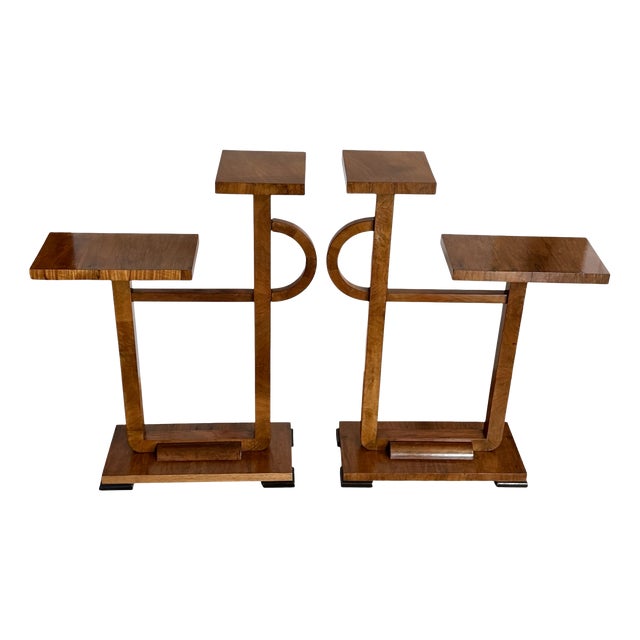 Vintage Art Deco Plant Stands, 1930s, Set of 2 For Sale