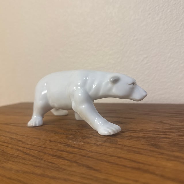 White Mid-Century Danish-Style Glazed Porcelain Walking Polar Bear Small Sculpture For Sale - Image 8 of 10