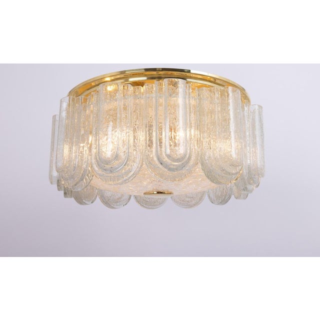 Large Brass Flushmount with Murano Glass Tubes attributed to Doria, Germany, 1960s For Sale - Image 10 of 14