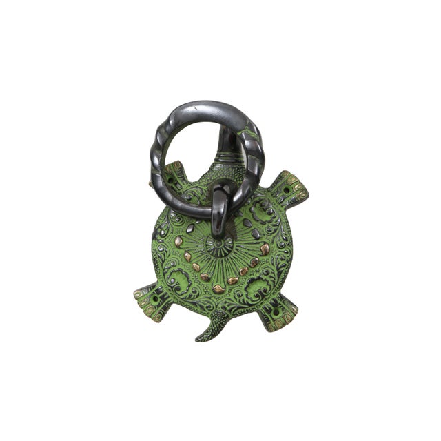Rustic Green Brass Turtle Door Knocker For Sale - Image 3 of 5