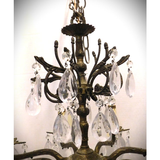 1910s Antique Art Nouveau Bronze Two-Tiered Chandelier For Sale - Image 5 of 15