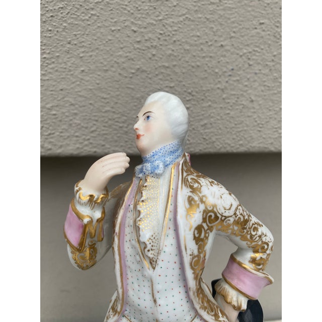 Pair of French Porcelain Figures Circa 1850. 18th Century man and woman ( Louis XVI period ) H / 10.5 inches,