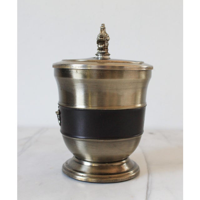 Metal Vintage Leather & Pewter Humidor For Sale - Image 7 of 14