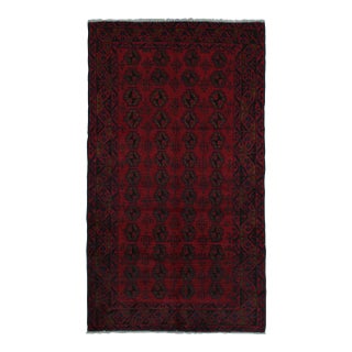 Rug & Kilim’s Baluch Tribal Runner Rug in Burgundy Red With Geometric Patterns For Sale