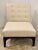 Original Retail $4497, stylish Global Views Modern Tufted Cream Leather Slipper Chair, dark brown wood frame with painted...