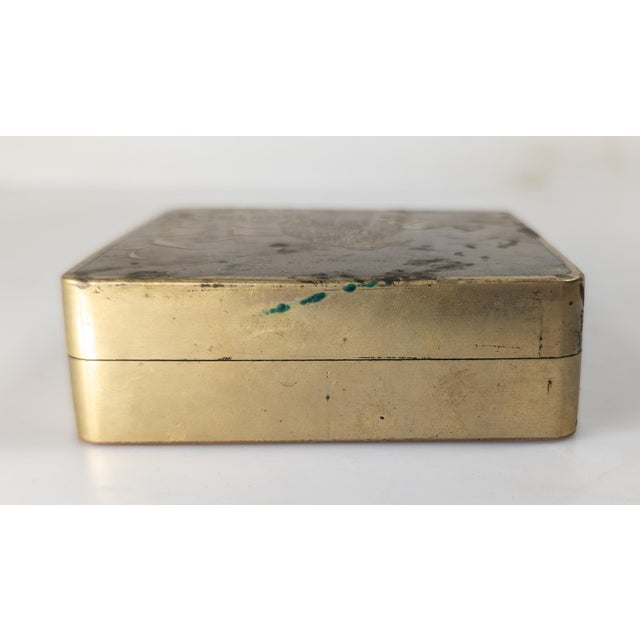 Brass 20th Century Chinese Paktong and Copper Scholar's Ink Box With Fishermen For Sale - Image 8 of 14