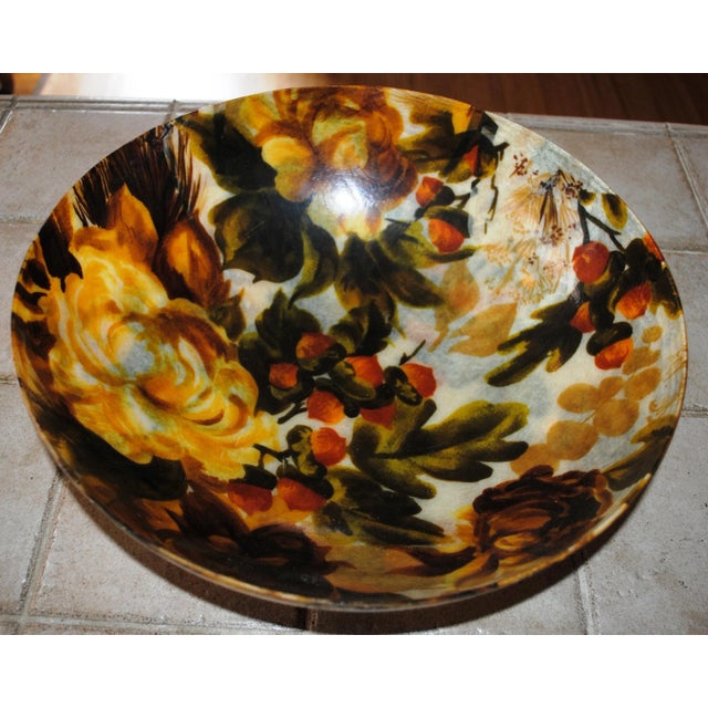 Plastic Vintage Fiberglass Fall Motif Serving Bowl For Sale - Image 7 of 9