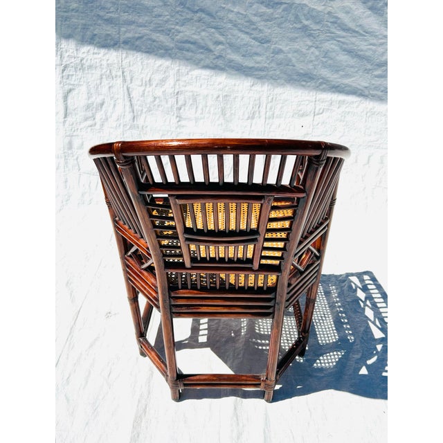 1990's Brighton Pavilion Bamboo Rattan and Cane Arm Chair For Sale - Image 4 of 10