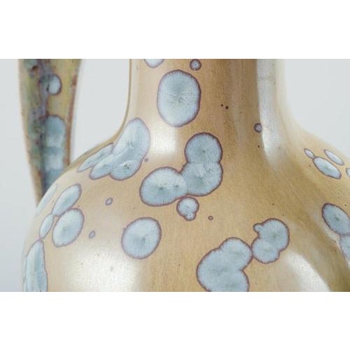 Yellow Art Nouveau Ceramic Vase with Handles from Desvres Fourmaintraux Delassus, France, 1930s For Sale - Image 8 of 10