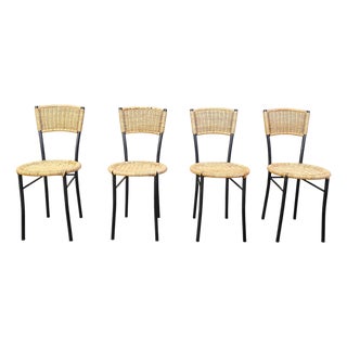 Vintage Wicker Dining Chairs, 1980s, Set of 4 For Sale