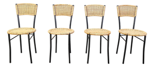 Vintage Wicker Dining Chairs, 1980s, Set of 4