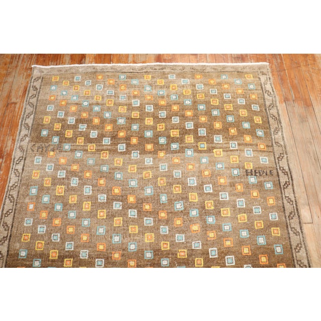Mid 20th Century Vintage Zabihi Collection Geometric Funky Turkish Rug - 5'2" x 6'7" For Sale - Image 5 of 9