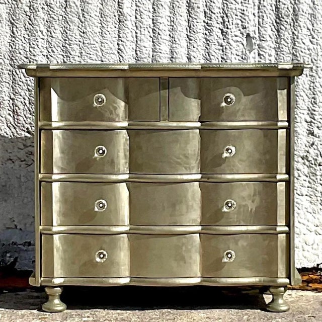 Early 20th Century Boho Wave Front Silver Leaf Dresser For Sale In West Palm - Image 6 of 6