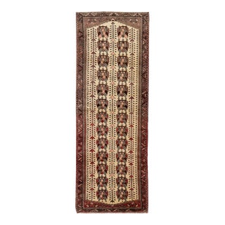 1990s Vintage Persian Malayer Handmade Beige All-Over Wool Runner For Sale