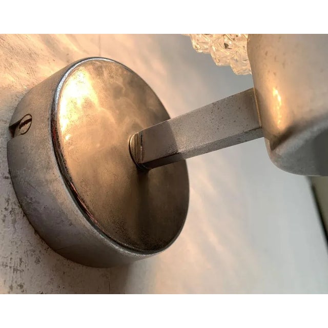 Vintage Space Age Glass and Metal Wall Lamp Sconce, 1970s, Set of 2 For Sale - Image 10 of 18