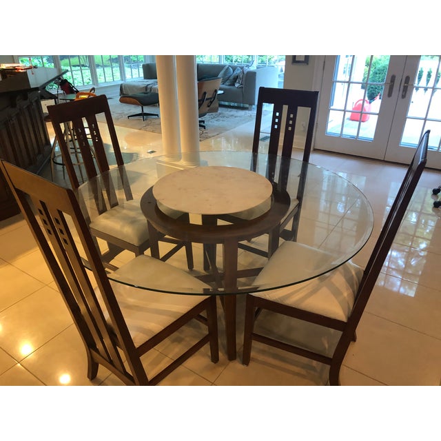 Set of four Stickley Mackintosh Side Chairs in cherry wood, purchased new in January 2007. From the Stickley Highlands...