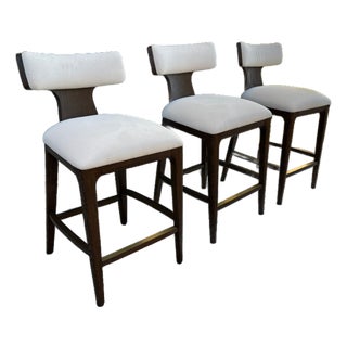 Rh Ligné Fabric Counter Stools — Set of 3 For Sale