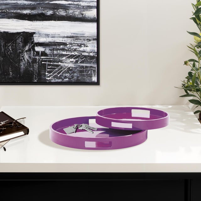 Saint Tropez Round Tray Set of 2 - Cherry For Sale - Image 9 of 10