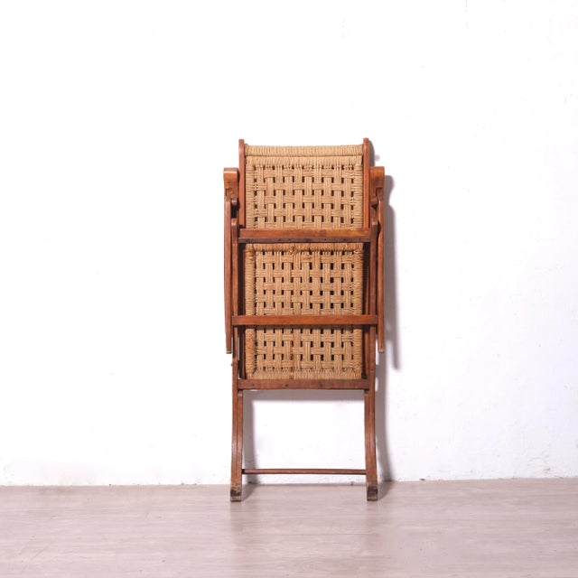 Vintage Italian Deck Chair in Beech and Jute, 1950s For Sale - Image 18 of 18
