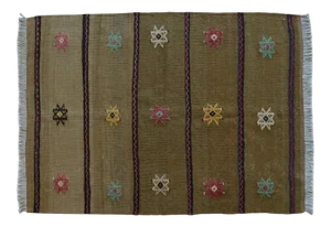 1970s Vintage Flat Weave Turkish Kilim Rug. Special Braided Area Rug 3'3" X 4'6"