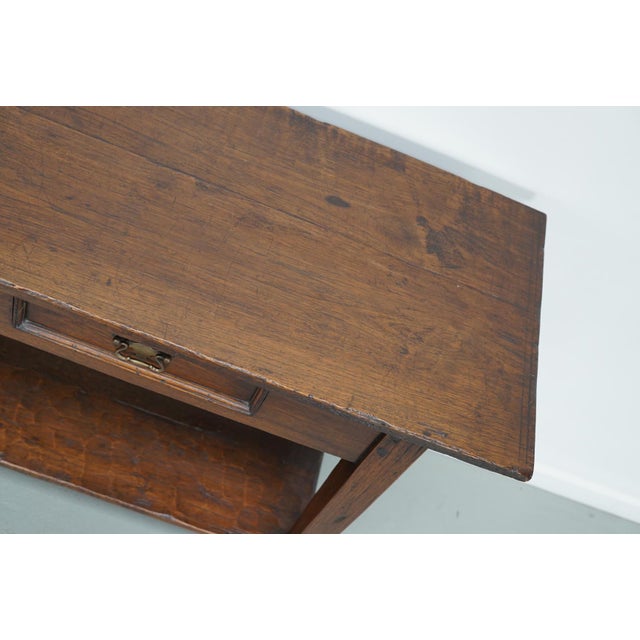 Vintage French Rustic Farmhouse Oak Side Table, 1920s For Sale - Image 3 of 18