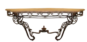 Large 19th Century Console in Wrought Iron and Marble