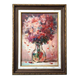 Framed Floral Original Painting Handmade Art Decor by Valeriya Serova For Sale