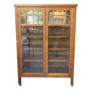Antique Arts & Crafts Mission Oak China or Display Cabinet For Sale