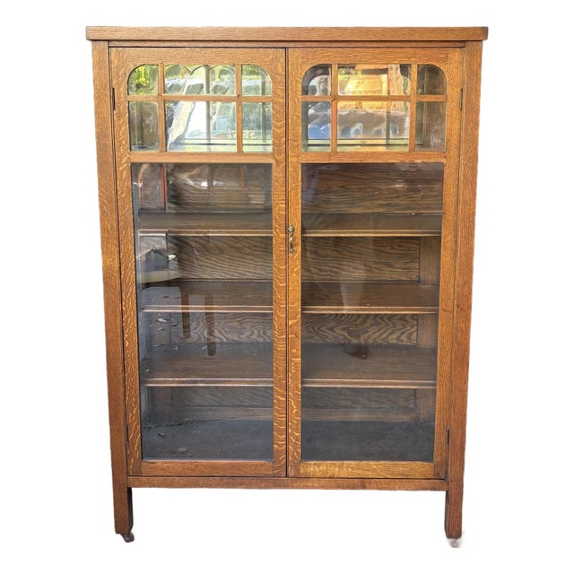 Antique Arts & Crafts Mission Oak China or Display Cabinet For Sale