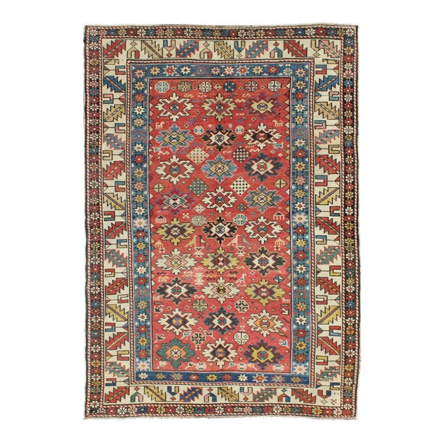 Early 20th Century Antique Caucasian Shirvan Rug With All-Over Blossom Pattern & Vibrant Colors For Sale