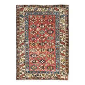Early 20th Century Antique Caucasian Shirvan Rug With All-Over Blossom Pattern & Vibrant Colors