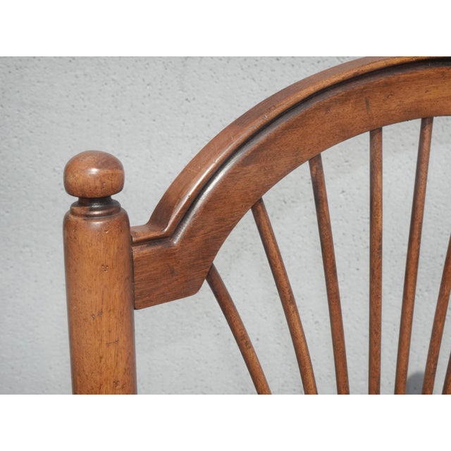 Unique Vintage French Country Oak Rush Seat Arm Chair W Unique Arm Rests For Sale In Los Angeles - Image 6 of 12