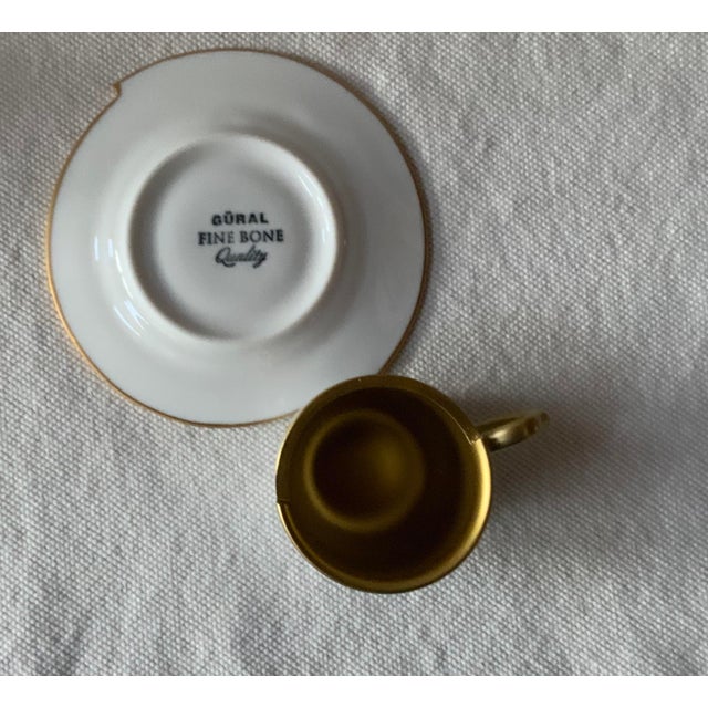 Gold Pair of Güral Fine Bone China Cups & Saucers - After Home Apollo Series For Sale - Image 8 of 17