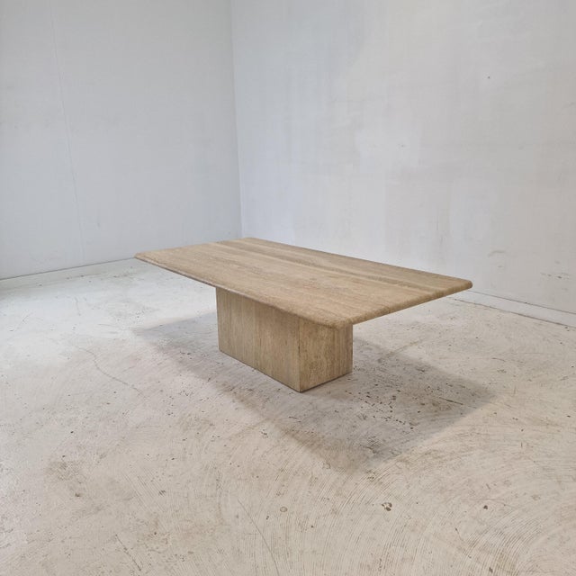 Italian Rectangular Coffee Table in Travertine, 1980s For Sale - Image 16 of 16