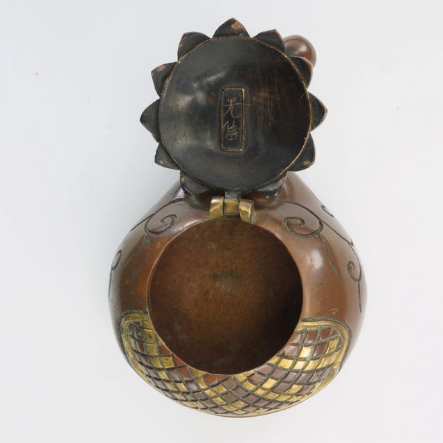 Japanese Meiji Inkwell Mixed Metal Mokugyo Drum Design For Sale In Phoenix - Image 6 of 10