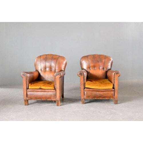 Art Deco French Leather Armchairs 1920s, Set of 2 For Sale - Image 17 of 17